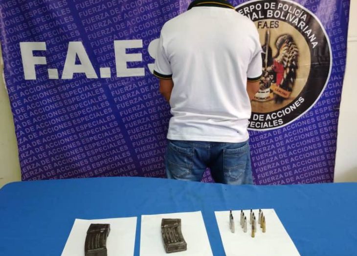 Faes decomisa municiones en Angostura del Orinoco. Un ciudadano de 46 años fue aprehendido durante el procedimiento.