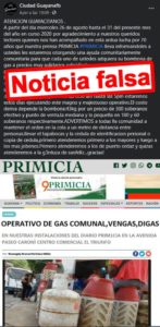 PRIMICIA desmiente operativo de gas comunal en sus instalaciones