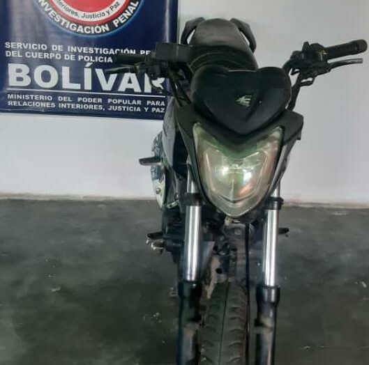 SIP-Bolívar recuperó moto usada para asaltar