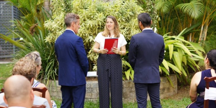 The British Embassy in Caracas celebrates the civil union of two men