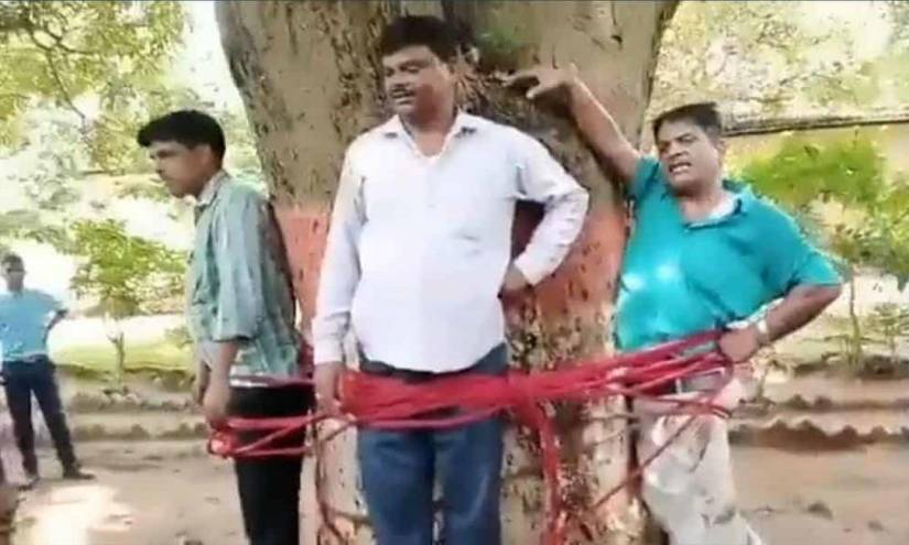 Students tie their teacher to a tree and beat him (+ video)