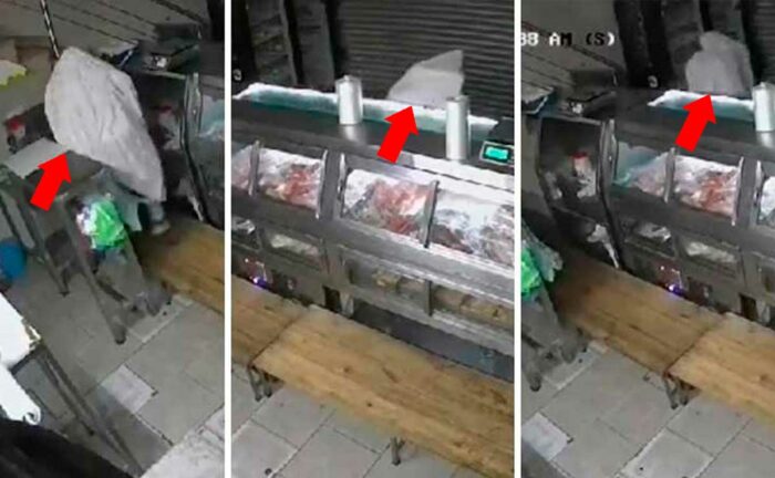 Disguised as a ghost to rob a butcher shop (+ video)