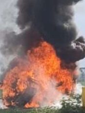 Aparatoso accidente en la Troncal 10 cerca del sector Palo Grande