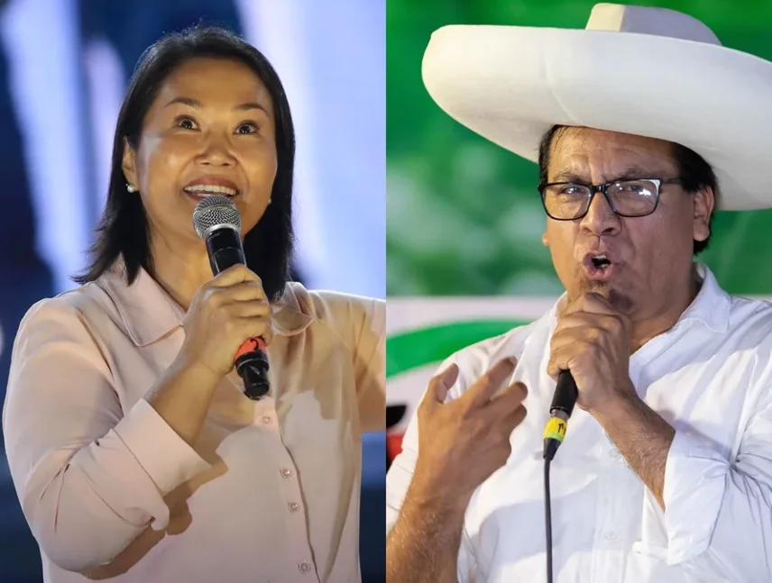 Fujimori aventaja con seis puntos a Sánchez para la segunda vuelta en Perú