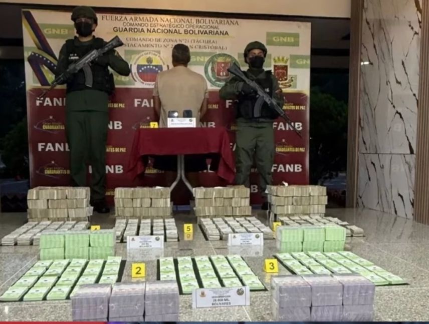 GNB incautó en Táchira más de 20 mil millones de bolívares soberanos