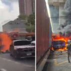 Un tren arrolla e incendia un autobús en pleno centro de Bangkok
