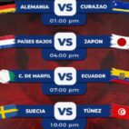 partidos del mundial de fútbol para hoy