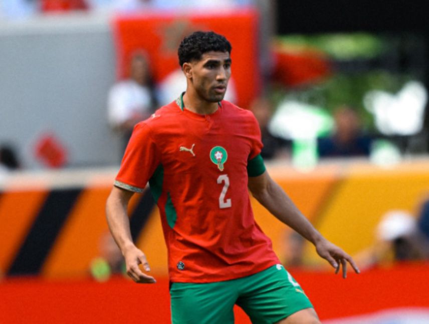 El jugador marroquí del París Saint-Germain Achraf Hakimi