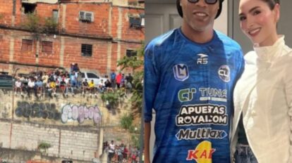 Stephany Abasali y Ronaldinho posan juntos