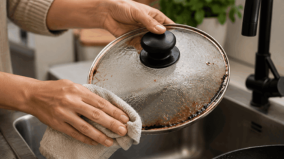 Cómo limpiar tapas de sartén con borde grasiento