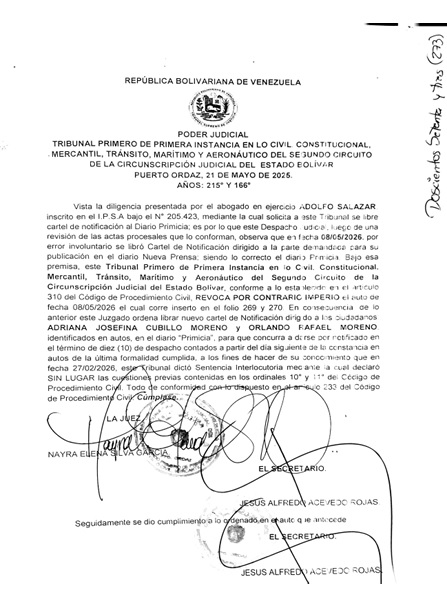 Cartel de notificación