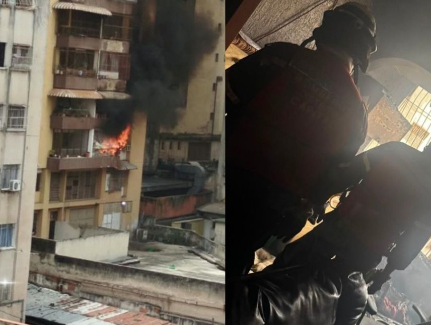 Bomberos sofocan incendio en apartamento de La Candelaria en Caracas