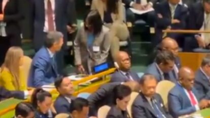 Pedro Sánchez y Delcy Rodríguez ONU