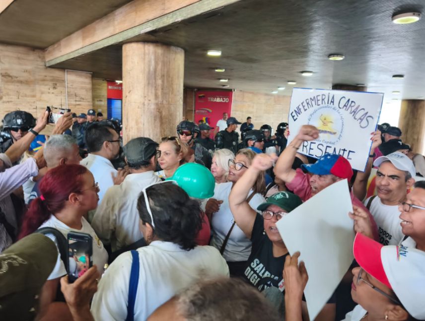 protesta de trabajadores en Caracas