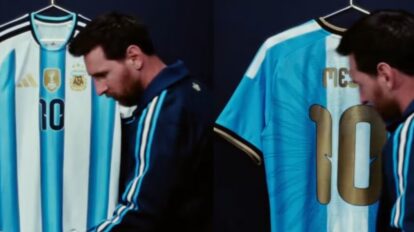 Messi muestra la camiseta que usará en su partido de despedida