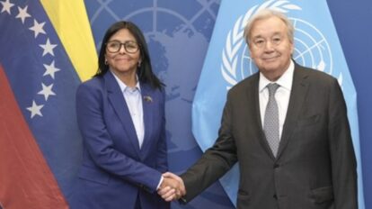 Delcy Rodríguez se reúne con el secretario general de las Naciones Unidas