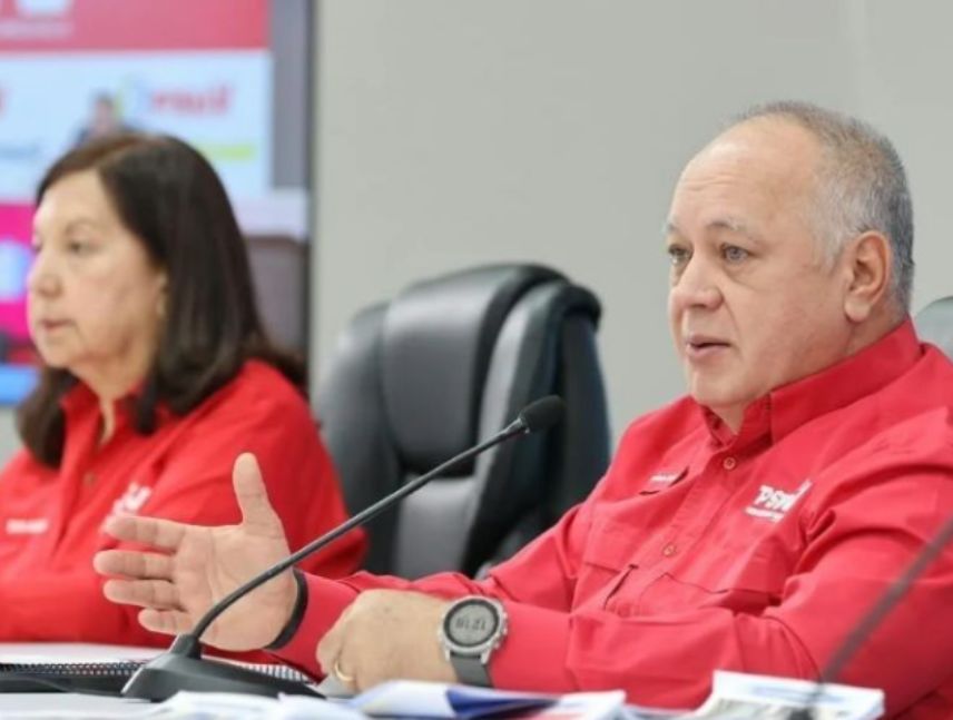 Diosdado Cabello durante el anuncio de una movilización del PSUV en Caracas.