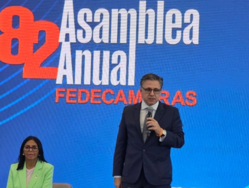 Felipe Capozzolo, presidente de Fedecámaras, durante la 82.ª Asamblea Anual del gremio empresarial venezolano.