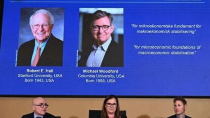 Robert E. Hall y Michael Woodford, economistas estadounidenses reconocidos con el Premio Nobel de Economía 2026.