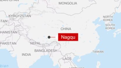 Ubicación de Nagqu, en el norte del Tíbet chino, donde se registró un terremoto de magnitud 7.