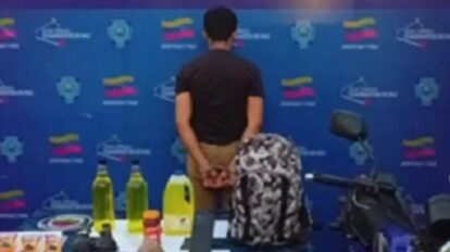Sustancias químicas y otros objetos incautados durante la detención de un sospechoso investigado por las intoxicaciones en escuelas de Trujillo.