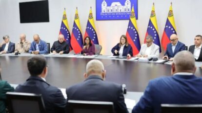 Delcy Rodríguez durante declaraciones sobre la devolución del oro venezolano retenido en el Banco de Inglaterra.