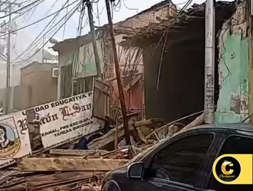 Colapsa fachada de una escuela en Carúpano