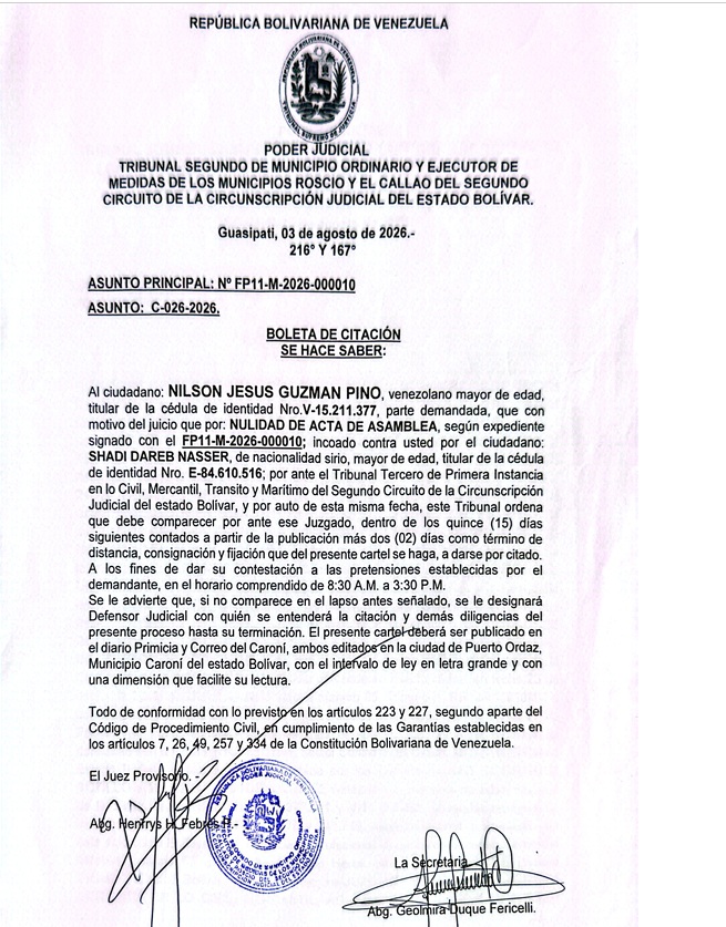 Cartel de notificación