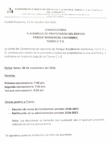 convocatoria asamblea condominio