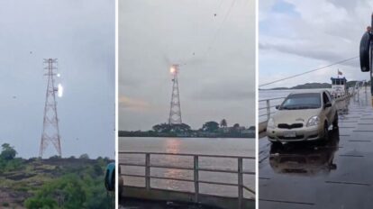 Se desprende una guaya y cae sobre una chalana en el río Orinoco
