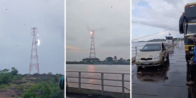 Se desprende una guaya y cae sobre una chalana en el río Orinoco
