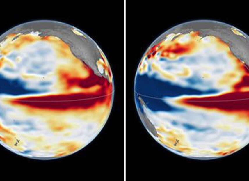 La Nasa compara el fenómeno El Niño en varios años.